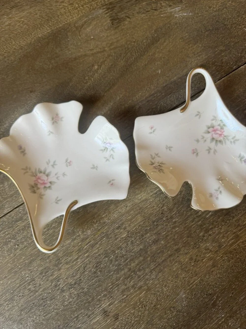 Mikasa Remembrance Ginkgo Leaf Dish Pink Roses B2120 Japan 6